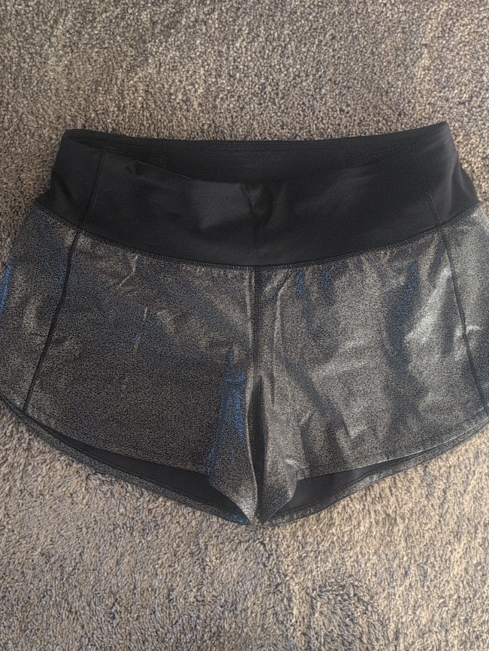 Lululemon Sexy Edgy Black Metallic Women's Speed Shorts Size 8